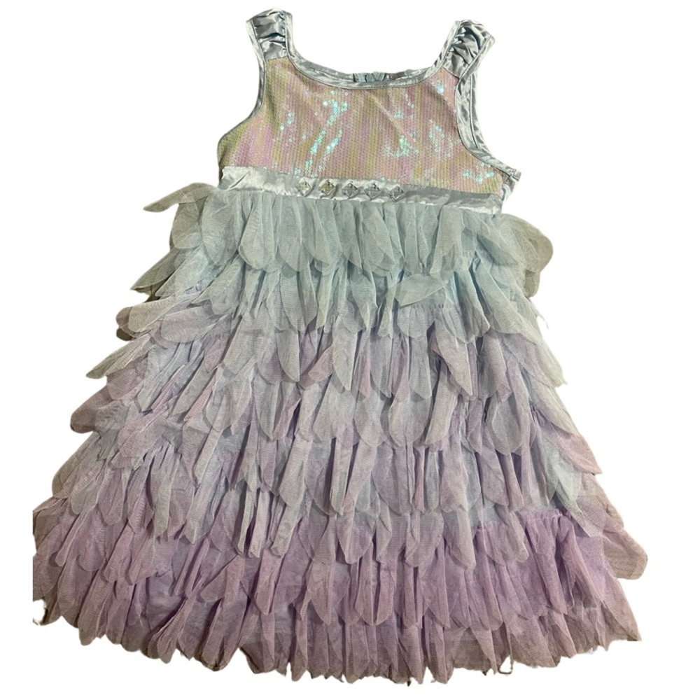 Girls Biscotti Iridescent sequins ruffled dress.